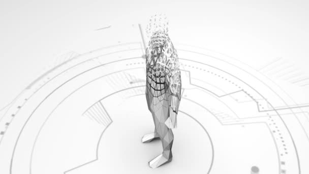 Virtual Human Made Polygon Effetto Glitch Stile Futuristico — Video Stock
