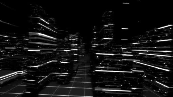 Aerial View Futuristic City Motion Graphics — Stock Video