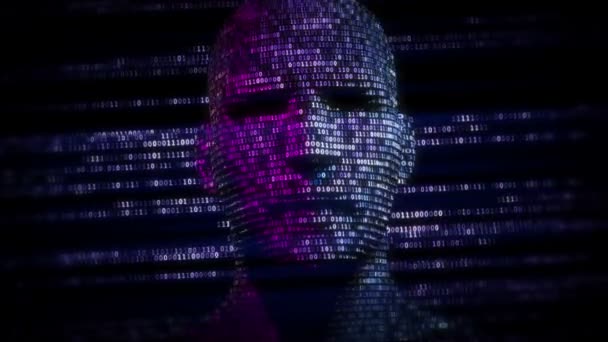 数字数据二进制代码的虚拟人 — 图库视频影像
