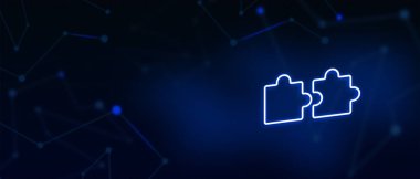 İş takım çalışması, Puzzle parçaları, büyük resmi temas bizi, açılış sayfası arka plan, kapak sayfası