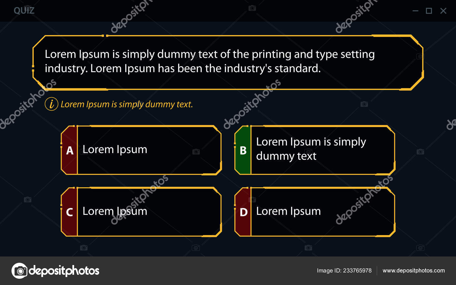 Layout vetorial da pergunta do quiz com escolha do menu de texto