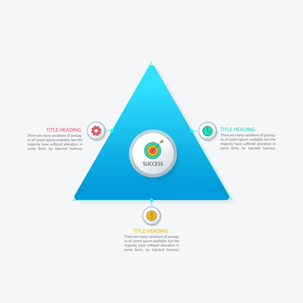 Üçgen Adım Süreci Çok Renkli Infographics Şablonu — Stok Vektör