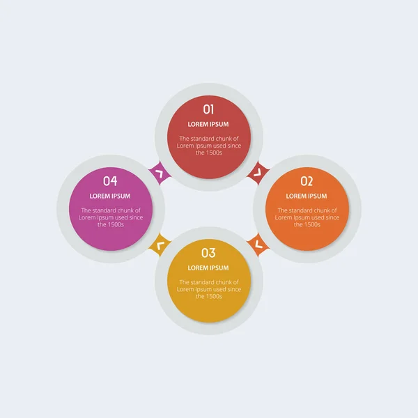 Adım Infographic Dört Seçenek Akışı Infographic Dairesel Seçenekleri Süreçleri Diyagramı — Stok Vektör