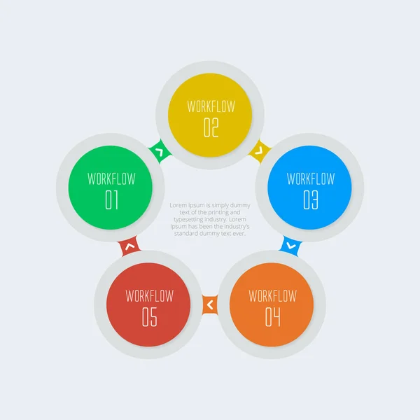 Βήμα Infographic Πέντε Επιλογές Ροής Infographic Κυκλική Επιλογές Διάγραμμα Διεργασιών — Διανυσματικό Αρχείο