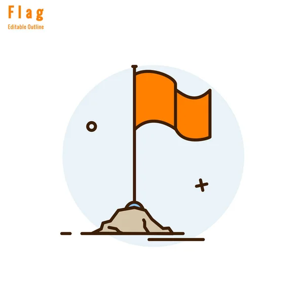 Bandera Orange Temple Icono Bandera Bandera Competencia Hito Del Negocio — Vector de stock