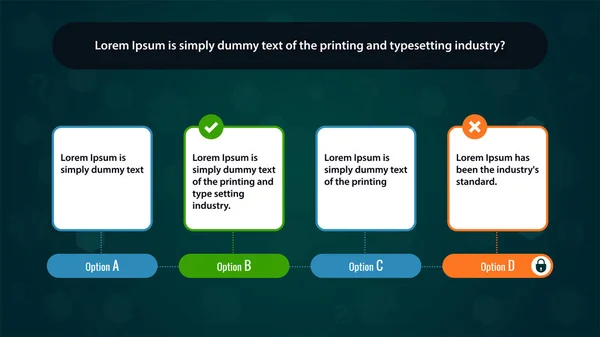 Layout vetorial da pergunta do quiz com escolha do menu de texto