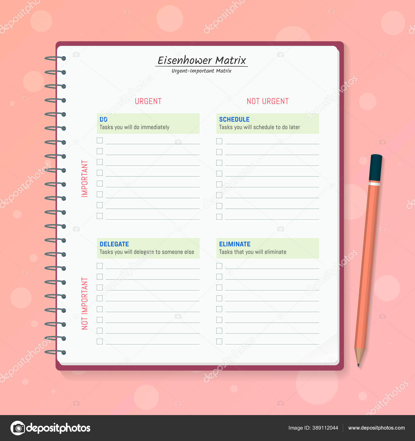 Eisenhower Matrix Worksheet Diary Urgent Important Matrix Prioritize ...