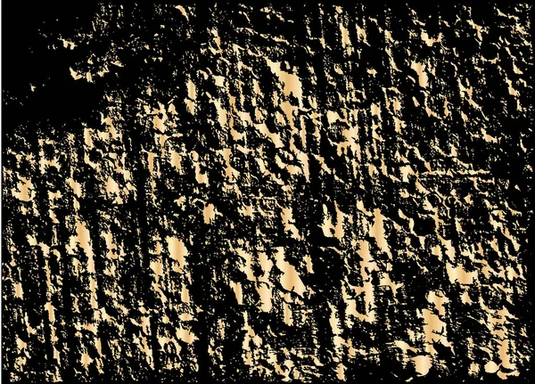 Textura de oro grunge vectorial aislada en negro. Patina rasguño fondo dorado . — Vector de stock