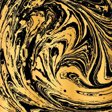 El vektör çizim mürekkep Ebru doku çizilmiş. Siyah ve altın tasarım şablonu parti, davet, web, afiş, Doğum günü, düğün, kartvizit için.