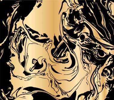 El vektör çizim mürekkep Ebru doku çizilmiş. Siyah ve altın tasarım şablonu parti, davet, web, afiş, Doğum günü, düğün, kartvizit için.