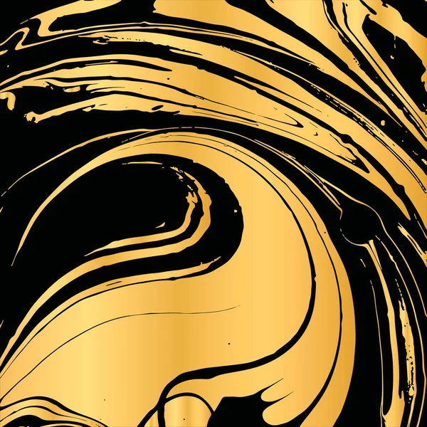 El vektör çizim mürekkep Ebru doku çizilmiş. Siyah ve altın tasarım şablonu parti, davet, web, afiş, Doğum günü, düğün, kartvizit için.
