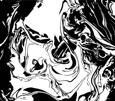 Vektör siyah-beyaz sıvı doku. Resimde Ebru sıkıntı suluboya elle çizilmiş. Boya doku.