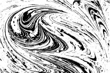 Vektör siyah-beyaz sıvı doku. Resimde Ebru sıkıntı suluboya elle çizilmiş. Boya doku.
