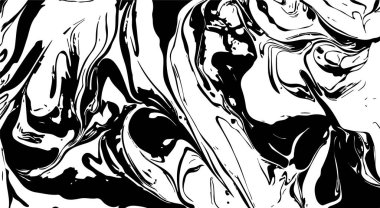 Vektör siyah-beyaz sıvı doku. Resimde Ebru sıkıntı suluboya elle çizilmiş. Boya doku.