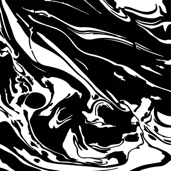 Vektör siyah-beyaz sıvı doku. Resimde Ebru sıkıntı suluboya elle çizilmiş. Boya doku.