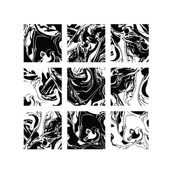 Vloeibaar patroon vector zwart-wit. Nood aquarel hand getrokken marmering van illustratie. Grunge verf textuur. — Stockvector