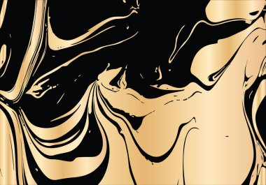 El vektör çizim mürekkep Ebru doku çizilmiş. Siyah ve altın tasarım şablonu parti, davet, web, afiş, Doğum günü, düğün, kartvizit için.