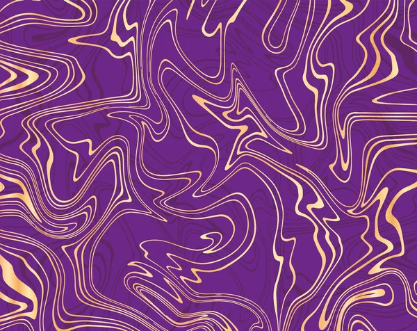 紫とゴールドの大理石の抽象的な背景をベクトルします。液体の大理石パターン。結婚式、招待状、パーティー、誕生日、web、バナー、カード デザインのトレンディなテンプレート. — ストックベクタ
