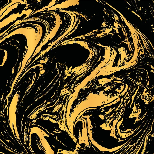Vektorové ilustrace ruky nakreslené inkoust mramorování texturu. Černá a zlatá návrhu šablony pro strany, pozvánka, web, banner, narozeniny, svatba, vizitka. — Stockový vektor