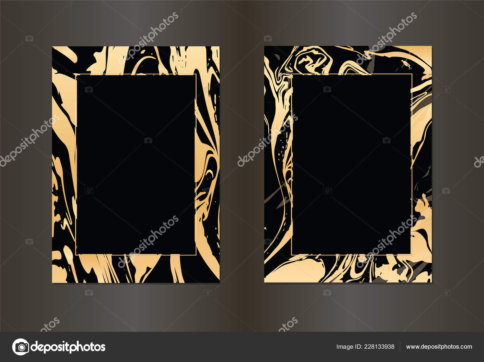 Vettore Inviti Nero E Oro Set Di Vettore Nero E Oro