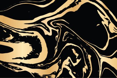 El vektör çizim mürekkep Ebru doku çizilmiş. Siyah ve altın tasarım şablonu parti, davet, web, afiş, Doğum günü, düğün, kartvizit için.