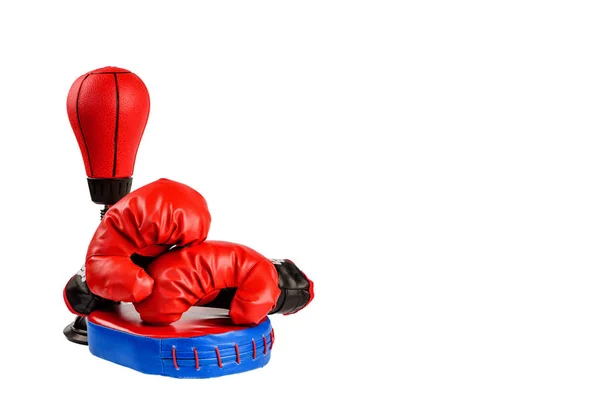 Luvas Boxe Vermelho Com Notas Dólar Fundo Branco — Fotografia de Stock