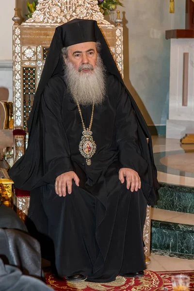 Srail Jerusalem 2016 Ortodoks Hıristiyanlar Bir Grup Kudüs Patriği Theophilus — Stok fotoğraf