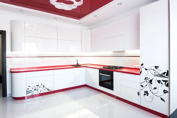 Warna Merah Dan Putih Dapur — Stok Foto