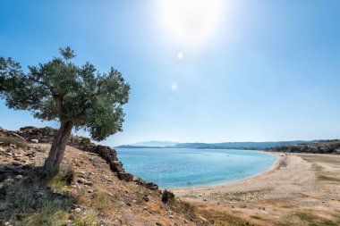 Deniz Manzaralı güzel sahne. Yunanistan. Sithonia. Akdeniz.