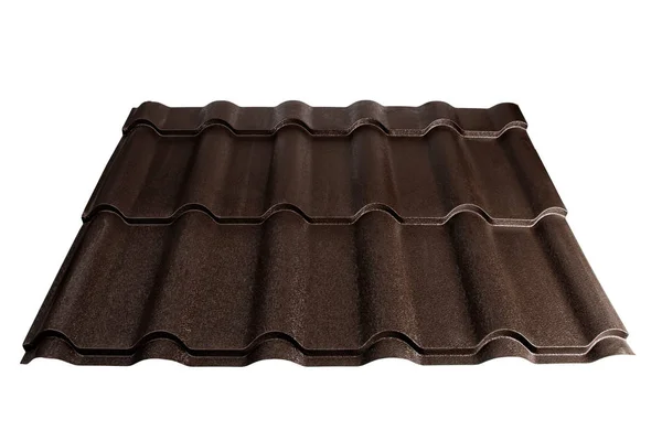 Baldosas metálicas aisladas sobre fondo blanco. Material para techo — Foto de Stock