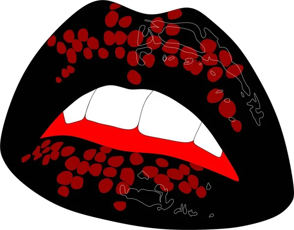 Black Lips Lip Art — Stock Vector