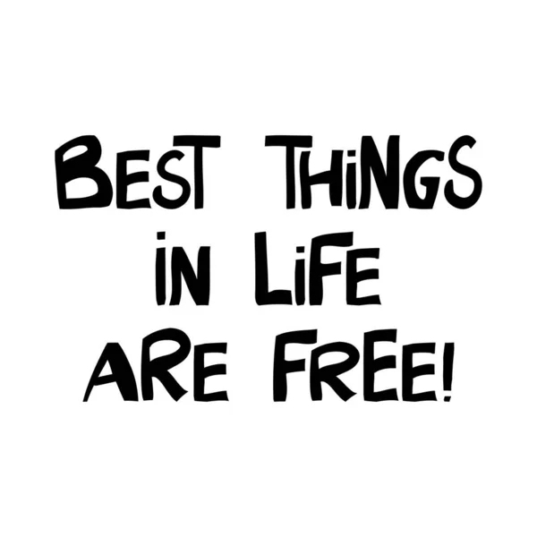 Best Things Life Free Motivation Quote Cute Hand Drawn Lettering — Stock Vector