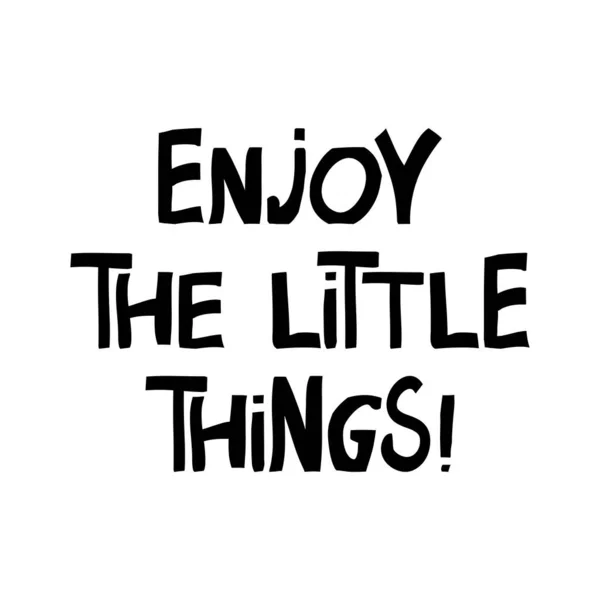 Enjoy Little Things Motivation Quote Cute Hand Drawn Lettering Modern — Stock Vector