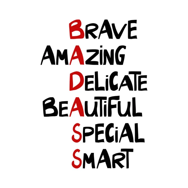 Brave Amazing Delicate Beautiful Special Smart Bad Ass Cute Hand — Image vectorielle