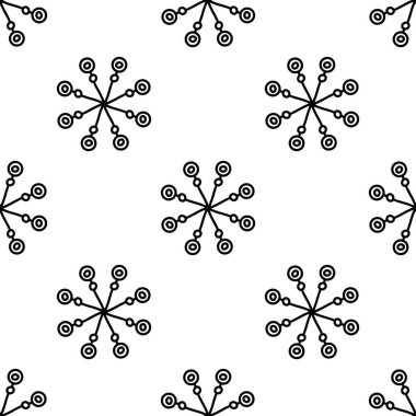 Kusursuz desen, soyut kar tanelerinden yapılmış. Beyazda izole edilmiş. Vektör stok illüstrasyonu.