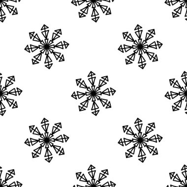 Kusursuz desen, soyut kar tanelerinden yapılmış. Beyazda izole edilmiş. Vektör stok illüstrasyonu.