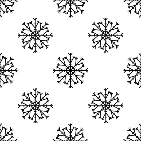 Бесшовный Рисунок Сделанный Каракулей Абстрактных Снежинок Изолирован Белом Векторная Иллюстрация — стоковый вектор