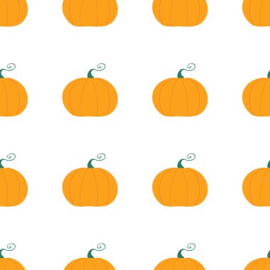 Balkabağı pürüzsüz desen. Hasat konsepti. Beyaz arka planda izole edilmiş. Vektör stok illüstrasyonu.