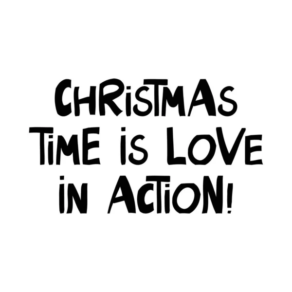 Noël Est Amour Action Citation Des Vacances Hiver Mignon Lettrage — Image vectorielle