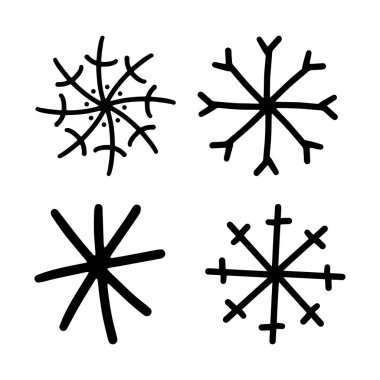 El çizimi kar taneleri. Beyaz bir arkaplanda izole edilmiş.