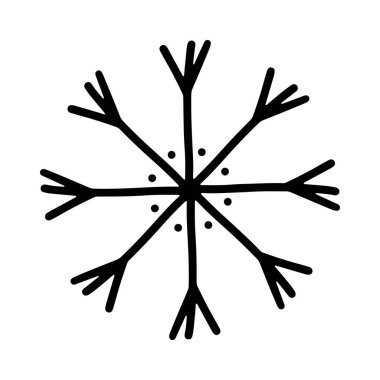 El çizimi kar tanesi ikonu. Beyaz bir arkaplanda izole edilmiş.