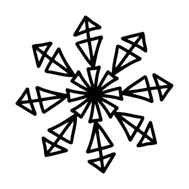 El çizimi kar tanesi ikonu. Beyaz bir arkaplanda izole edilmiş.