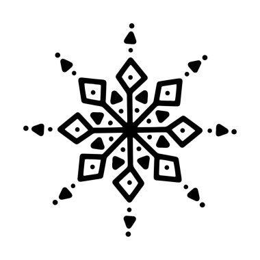 El çizimi kar tanesi ikonu. Beyaz bir arkaplanda izole edilmiş.