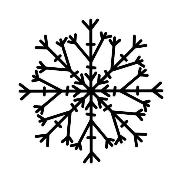 Ručně Kreslená Ikona Sněhové Vločky Izolováno Bílém Pozadí — Stockový vektor