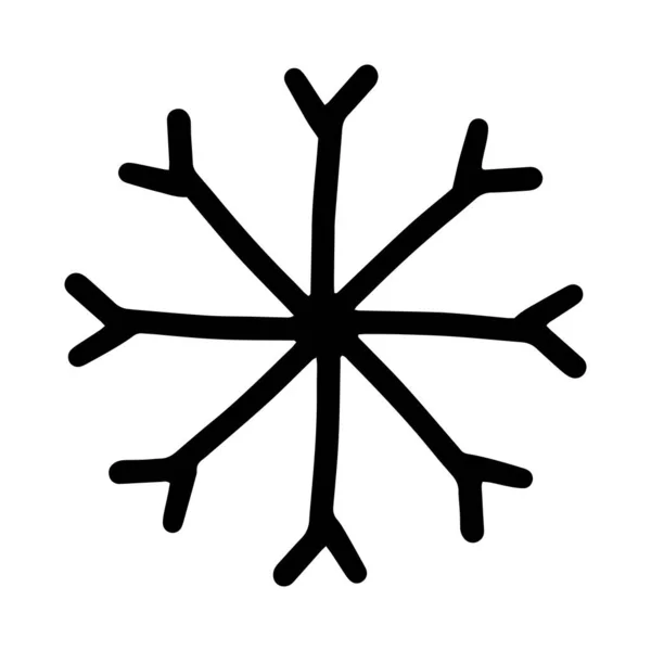 Handgezeichnetes Schneeflockensymbol Isoliert Auf Weißem Hintergrund — Stockvektor