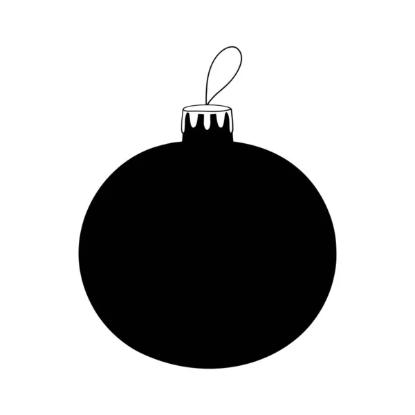 Icono Bola Árbol Navidad Dibujado Mano Aislado Sobre Fondo Blanco — Archivo Imágenes Vectoriales