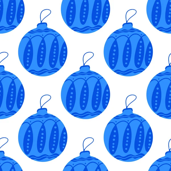 Kusursuz desenli, karalama elementleriyle çizilmiş mavi Noel ağacı topundan yapılmış. Beyaz arkaplanda izole.