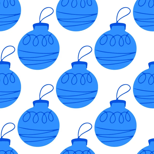 Kusursuz desenli, karalama elementleriyle çizilmiş mavi Noel ağacı topundan yapılmış. Beyaz arkaplanda izole.