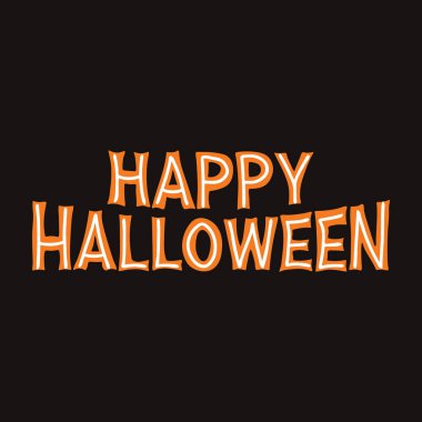 Mutlu Cadılar Bayramı. Koyu arkaplanda beyaz çizgiler olan turuncu harfler. Vektör stok illüstrasyonu.