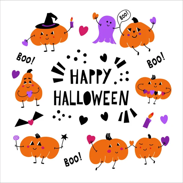 Ilustrace znázorňující dýni v kostýmu Halloweena. — Stock fotografie